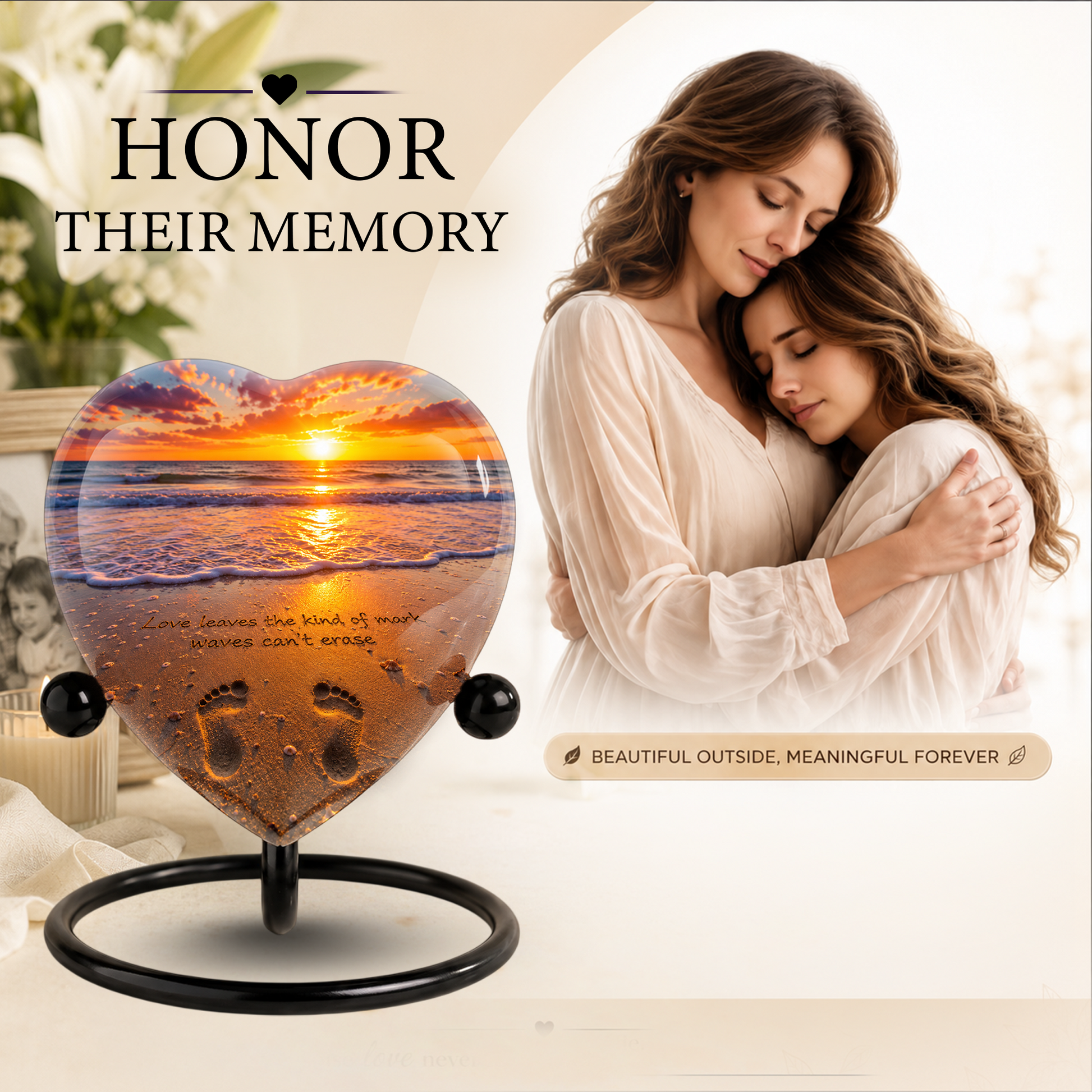 Beach Urns for Human Ashes – Beach Theme Urn, Ocean Wave Cremation Urn & Beautiful Memorial Urn