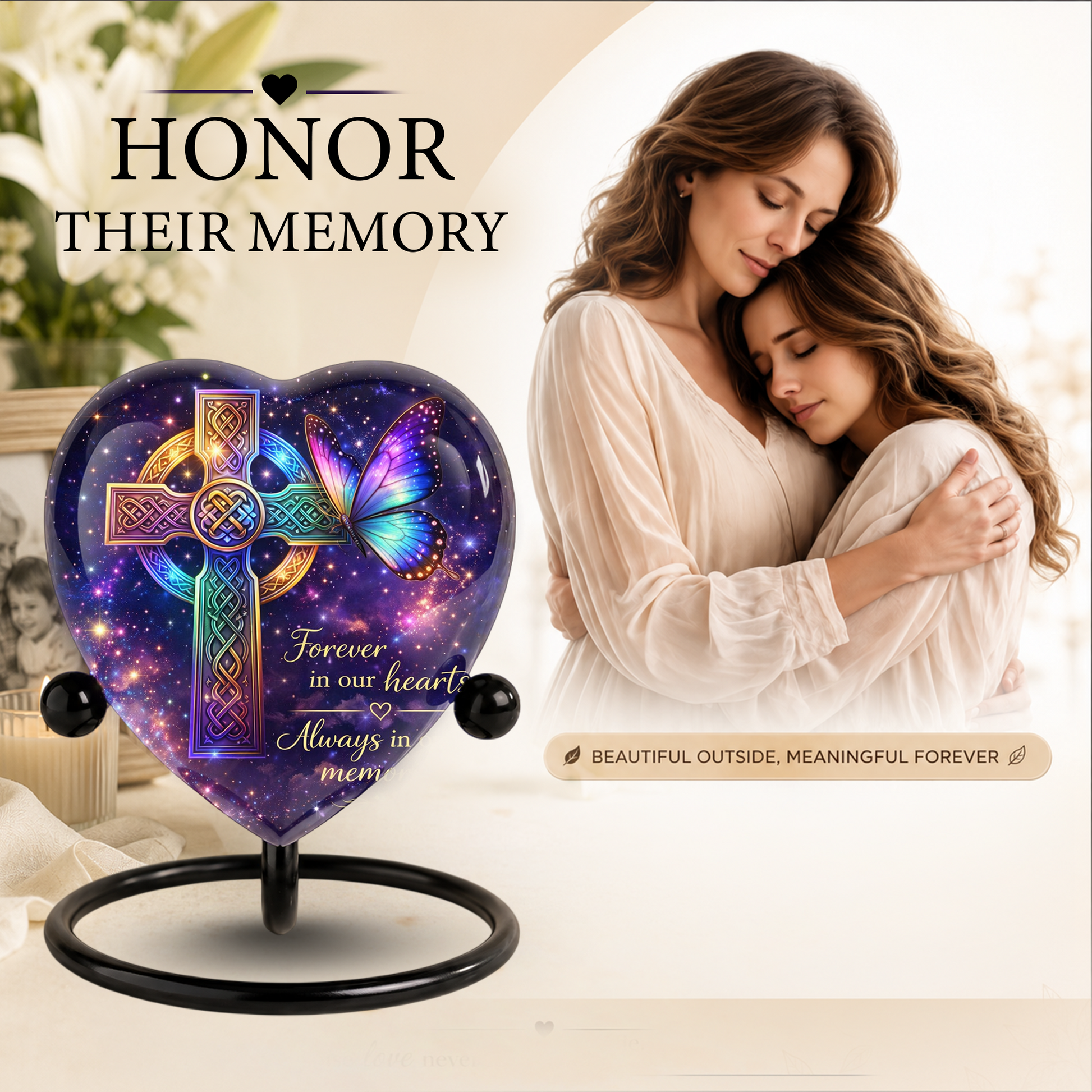 Celtic Cross Butterfly Memorial Urn, Adult Urn, Urns for Adult Ashes, Adult Urns, Adult Urns for Ashes