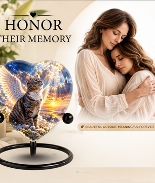 Angel Cat Cremation Urn for Ashes, Cat Memorial Urn, Personalized Cat Urn, Pet Cremation Urn