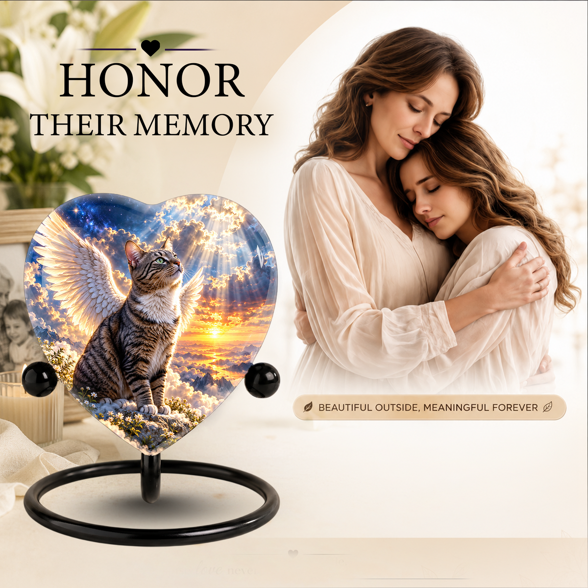Angel Cat Cremation Urn for Ashes, Cat Memorial Urn, Personalized Cat Urn, Pet Cremation Urn
