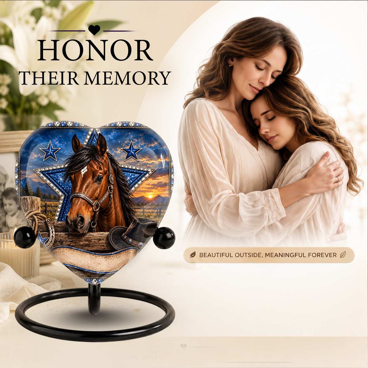 Horse Memorial Wind Chime – Heart-Shaped Western Horse Remembrance Garden Decoration