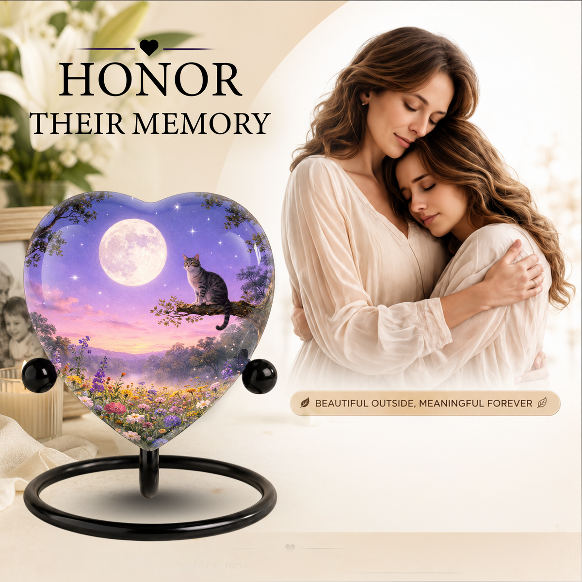 Personalized Cat Urn, Moonlight Garden Memorial,Unique Cat Urns