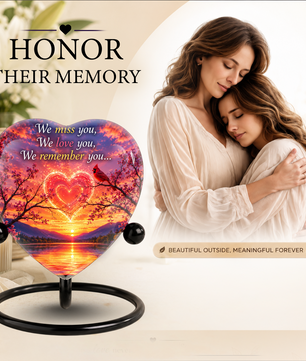 Sunset Heart Memorial Urn – Adult Urn for Ashes, Sunset Cremation Urn, Heart-Shaped Adult Cremation Urn