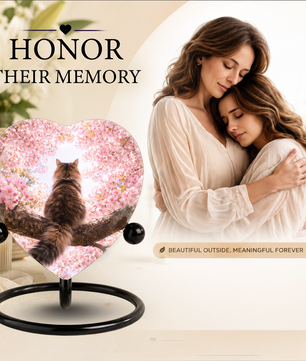 Heart Shaped Cat Urn for Ashes | Beautiful Personalized Cat Memorial Urn