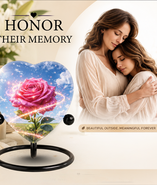Pink Rose Heart Urn for Mom – Personalized Keepsake Urn for Mom, Beautiful Cremation Urn for Women