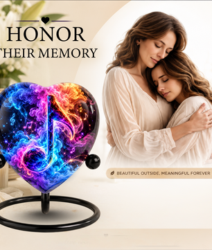 Heart Shaped Music Note Urn for Ashes, Colorful Musical Memorial Urn, Personalized Music Lover Cremation Urn