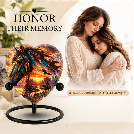Native American Horse Adult Cremation Urn for Ashes – Western Horse Memorial Urn
