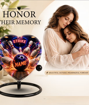 Bowling Urn – Personalized Bowling Cremation Urn for Ashes Heart-Shaped Adult Cremation Urn for Bowlers