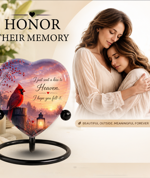 Cardinal Memorial Heart Urn, Adult Cremation Urn and Adult Urns for Ashes