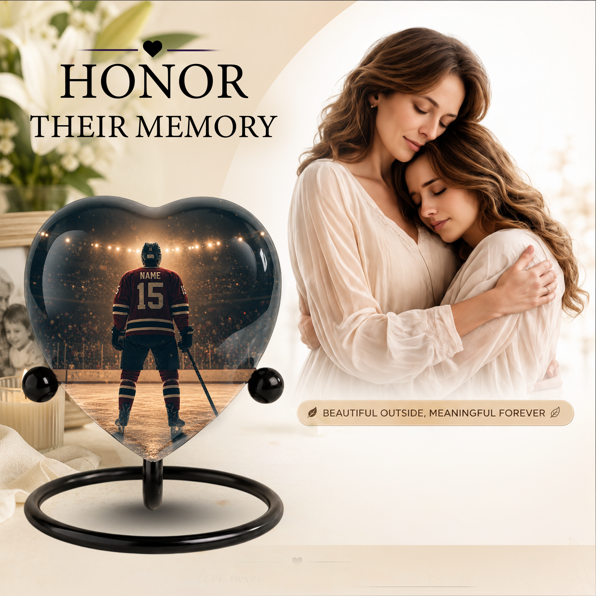 Hockey Adult Urn – Ice Hockey Player Adult Cremation Urn for Ashes