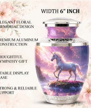 Unicorn Cremation Urn for Female, Personalized Memorial Urn for Women