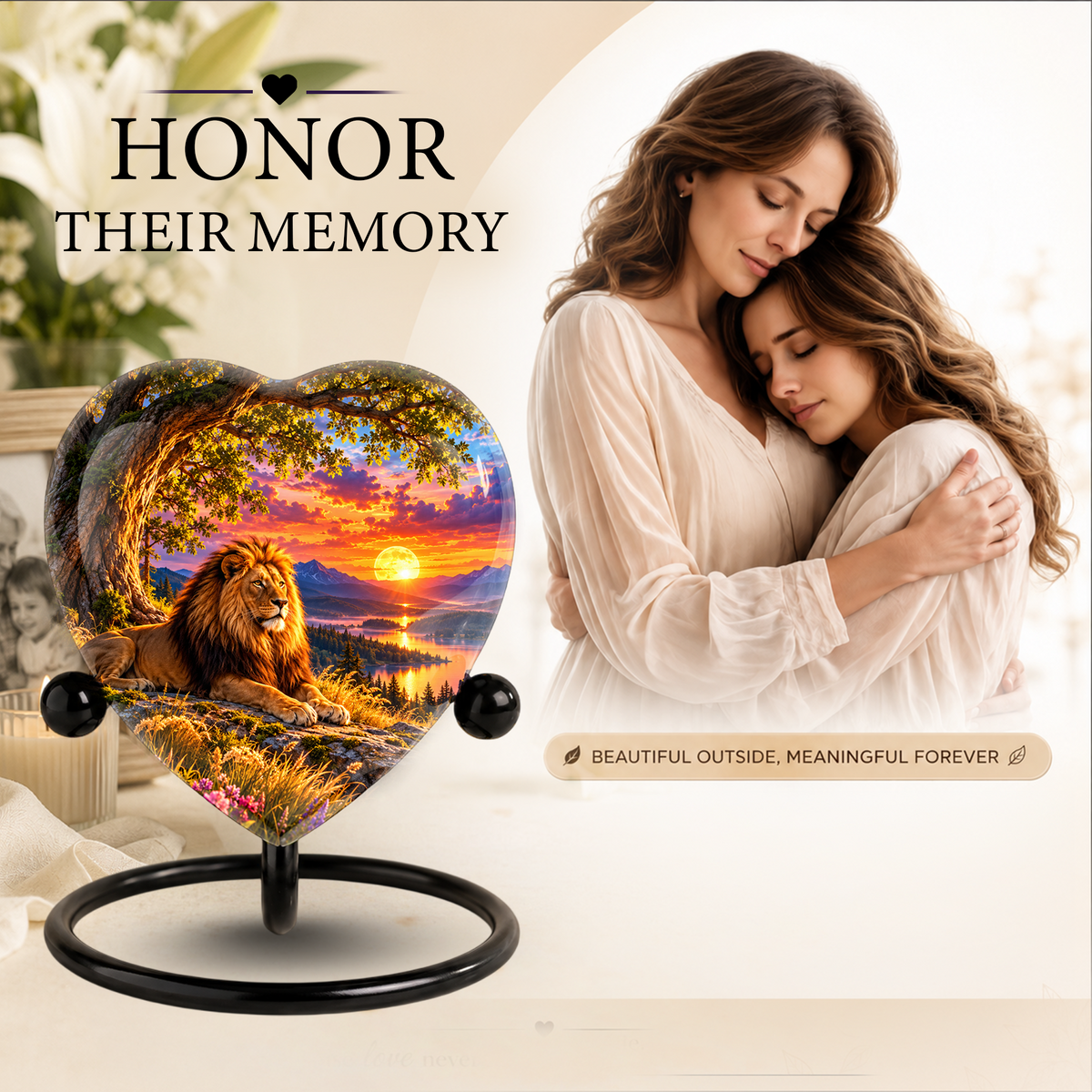 Lion Cremation Urn for Ashes, Lion Memorial Urn, Personalized Lion Urn, Lion Lover Memorial,