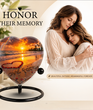 Beach Urn for Human Ashes – Ocean Sunset Cremation Urn, Beach Keepsake Urn & Beautiful Memorial Urn