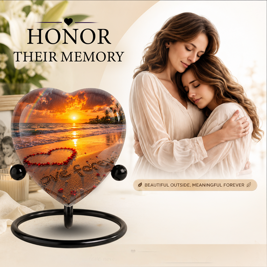 Beach Urn for Human Ashes – Ocean Sunset Cremation Urn, Beach Keepsake Urn & Beautiful Memorial Urn