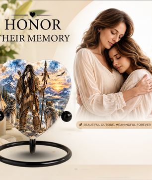 Native American Wolf Adult Cremation Urn for Ashes, Personalized Wolf Memorial Urn,