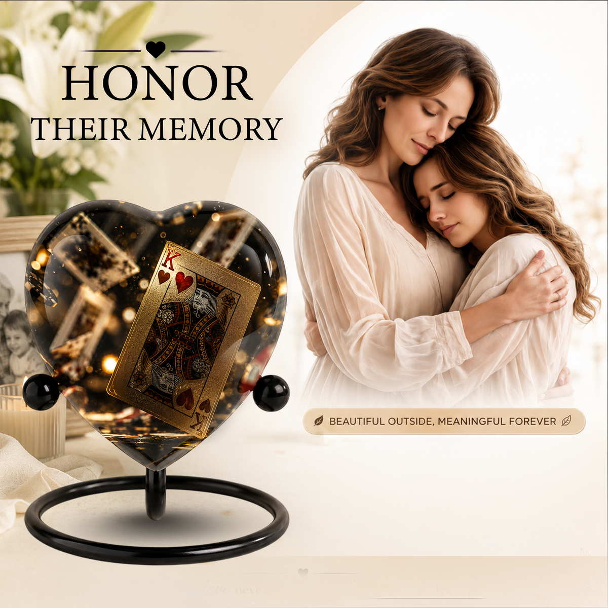King of Hearts Heart-Shaped Adult Cremation Urn – Unique Keepsake Urn for Dad