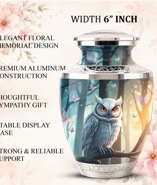 Owl Cremation Urn for Men & Women - Personalized Ashes Container for Adults