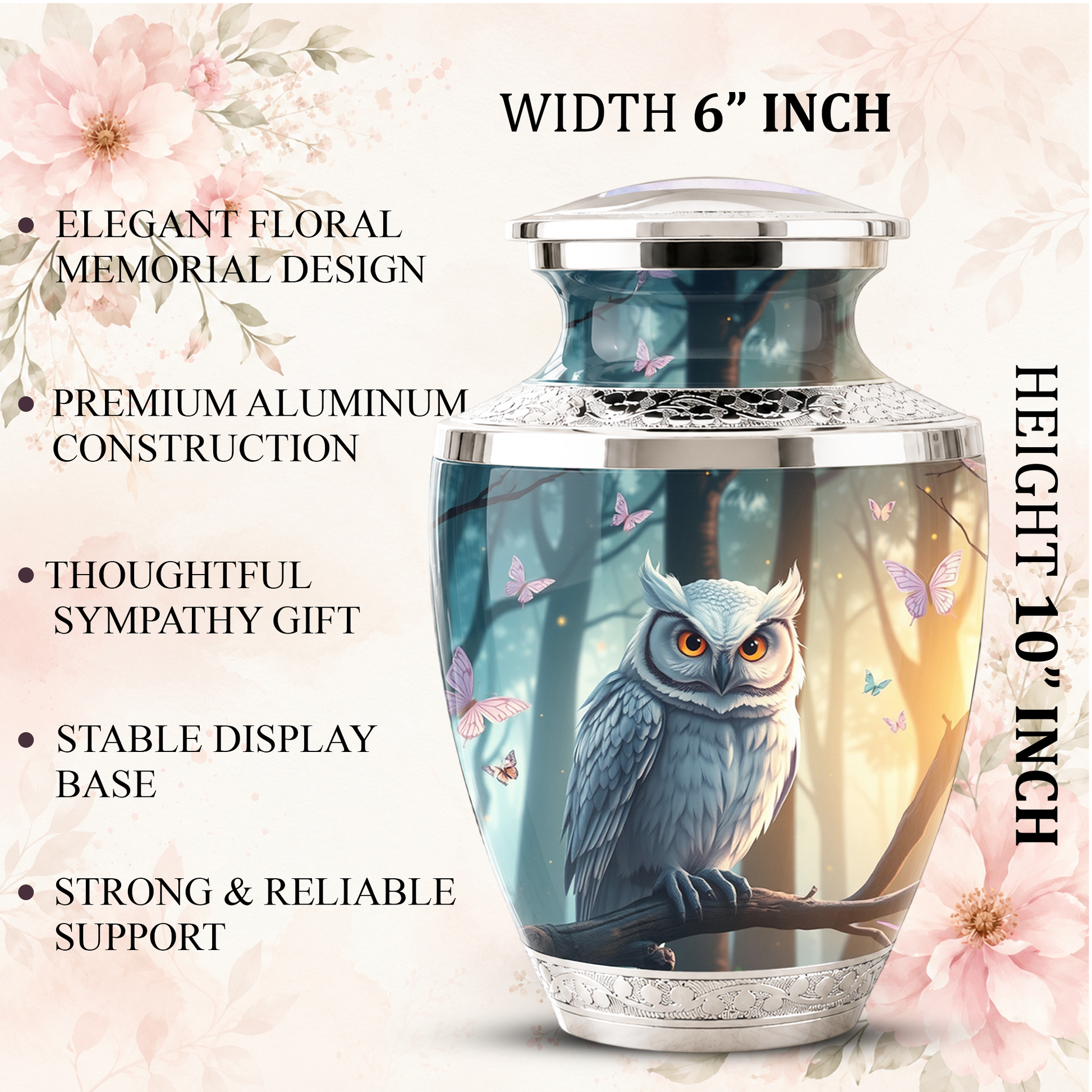 Owl Cremation Urn for Men & Women - Personalized Ashes Container for Adults