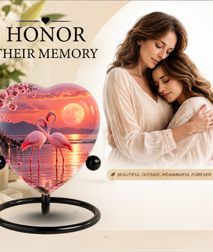 Flamingo Heart Adult Cremation Urn for Ashes, Personalized Memorial Urn for Adults,