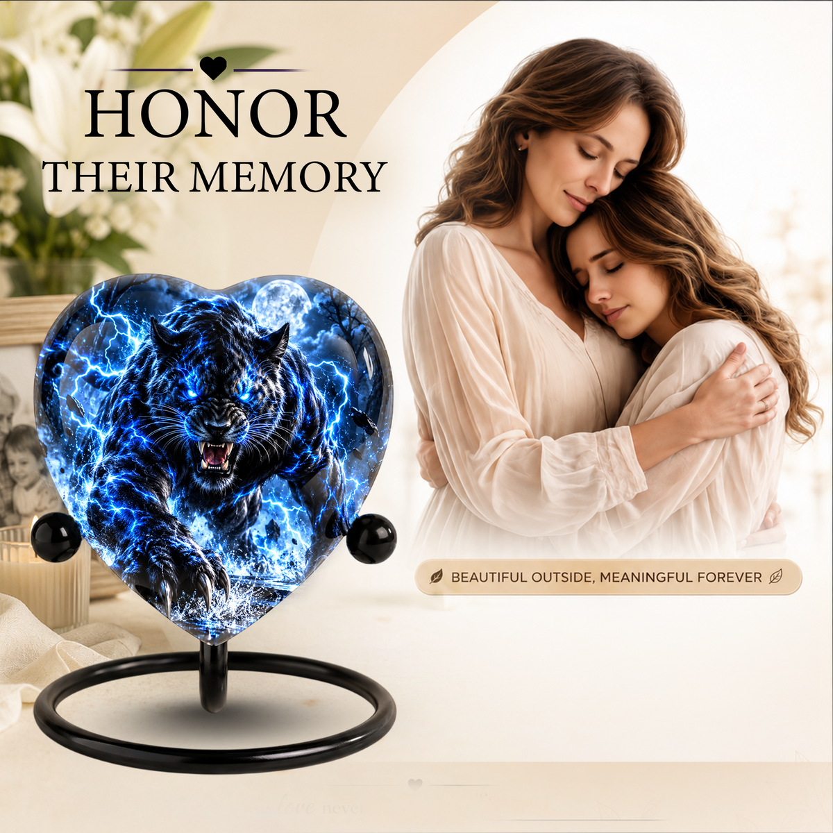 Black Panther Cremation Urn for Ashes, Big Cat Memorial Urn, Personalized Panther Urn