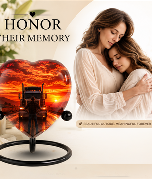 Personalized Trucker Cremation Urn for Ashes | Adult Memorial Urn for Truck Driver