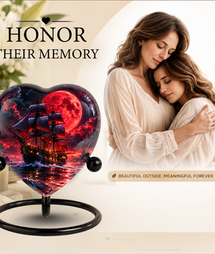 Pirate Ship Adult Cremation Urn for Ashes – Red Moon Nautical Memorial Urn,
