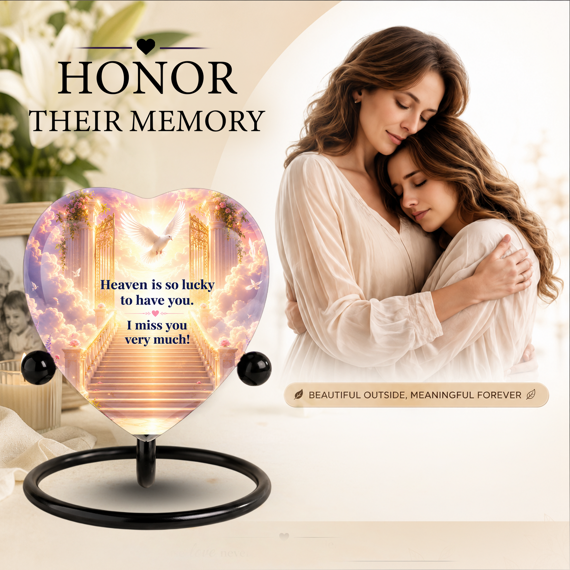 Heavenly Angel Wing Urn – Adult Urn for Ashes, Angel Wings Cremation Urn, Heart-Shaped Heaven Memorial Urn