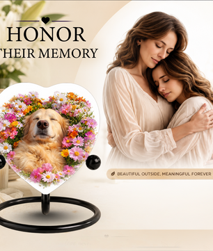 Golden Retriever Flower Heart Adult Urn for Ashes – Peaceful Floral Memorial Cremation Urn