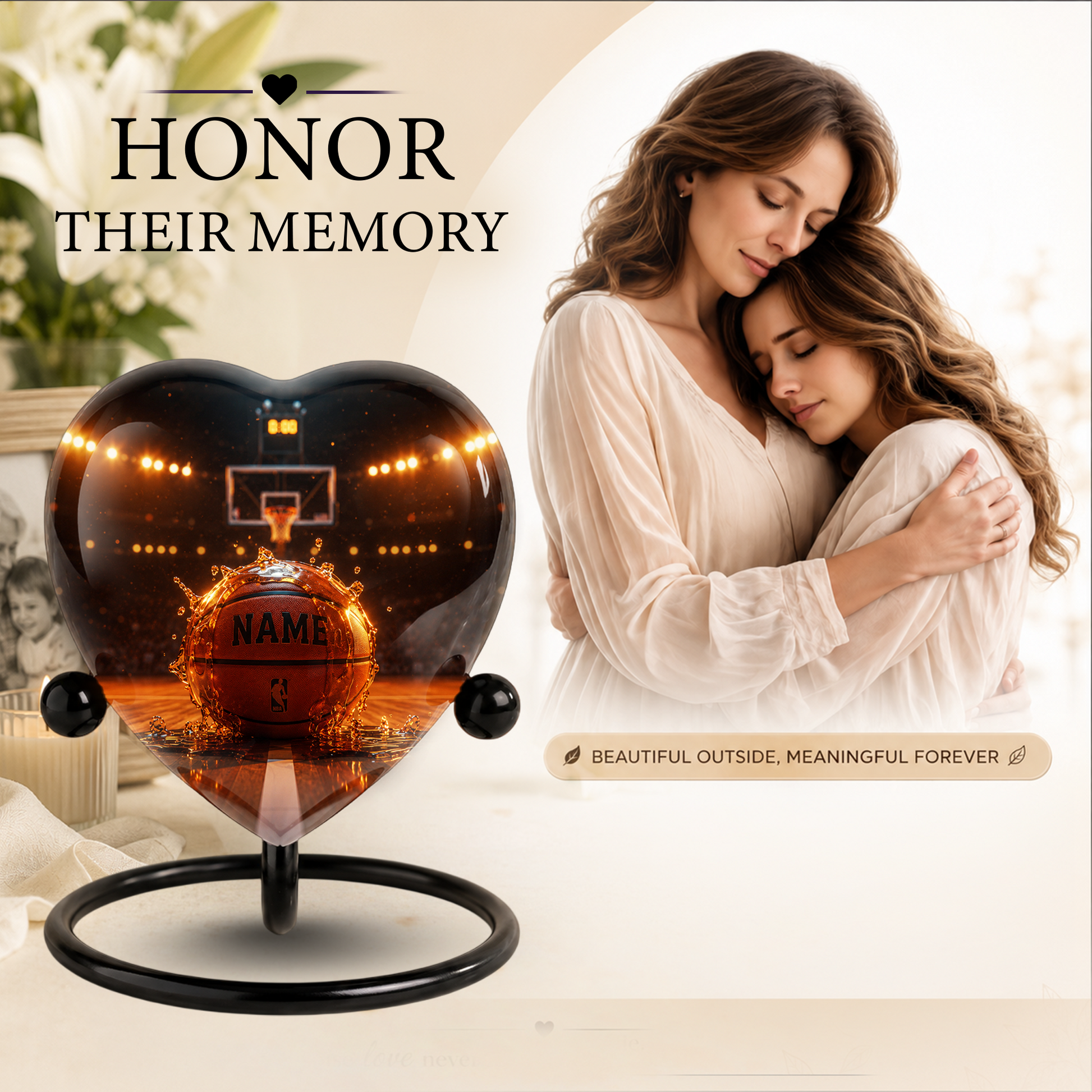 Basketball Adult Urn – Personalized Adult Cremation Urn for Ashes, Sports Memorial Urn