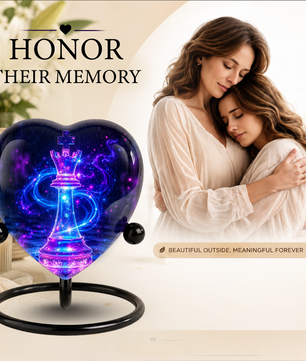 Royal Queen Chess Heart Adult Urn – Adult Urn, Urn for Ashes Adult, Adult Cremation Urns