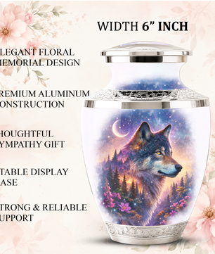 Wolf Cremation Urn for Dad, Wolf Memorial Urn for Men, Personalized Keepsake Ashes Urn