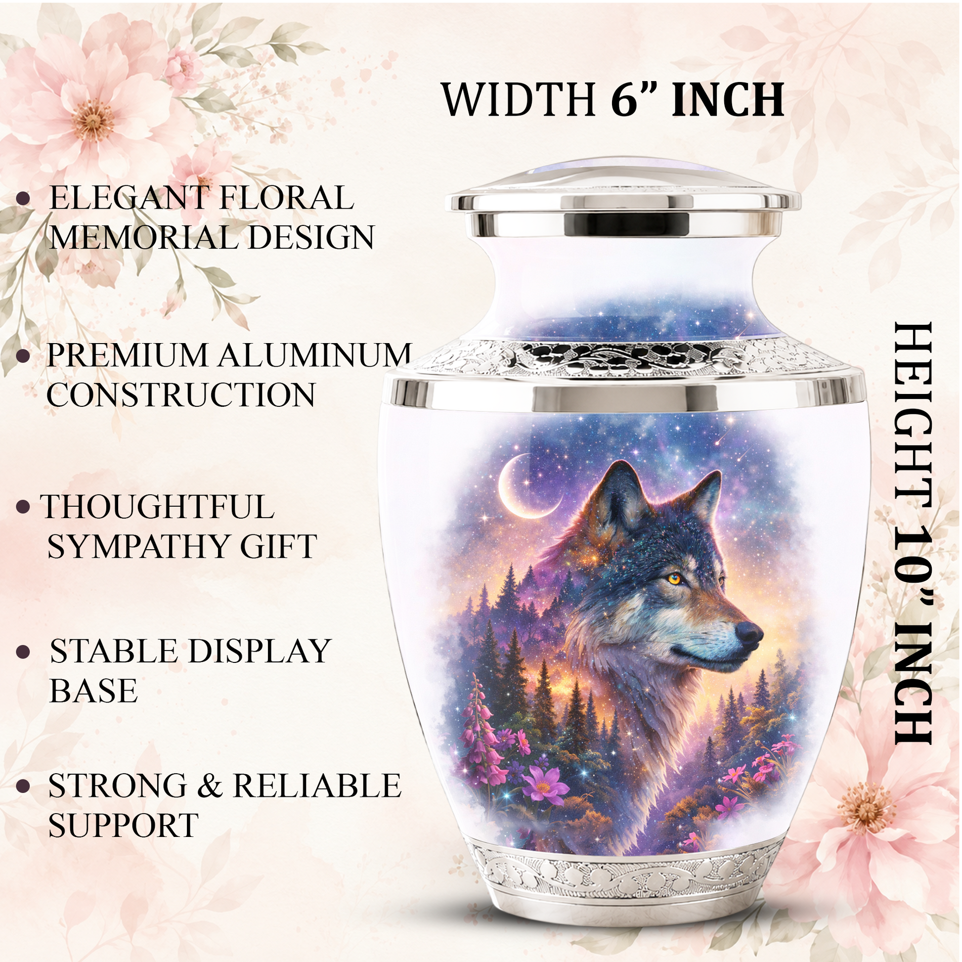 Wolf Cremation Urn for Dad, Wolf Memorial Urn for Men, Personalized Keepsake Ashes Urn