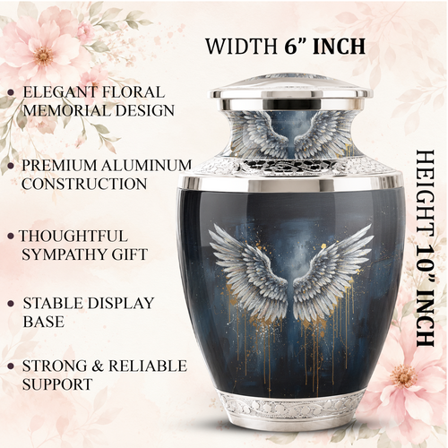 Angel Wings Cremation Urn for Mom & Dad, Guardian Angel Urn for Human Ashes