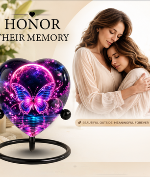 Pink Butterfly Adult Urn for Ashes, Purple and Blue Butterfly Memorial Urn, Celestial Moon Cremation Urn