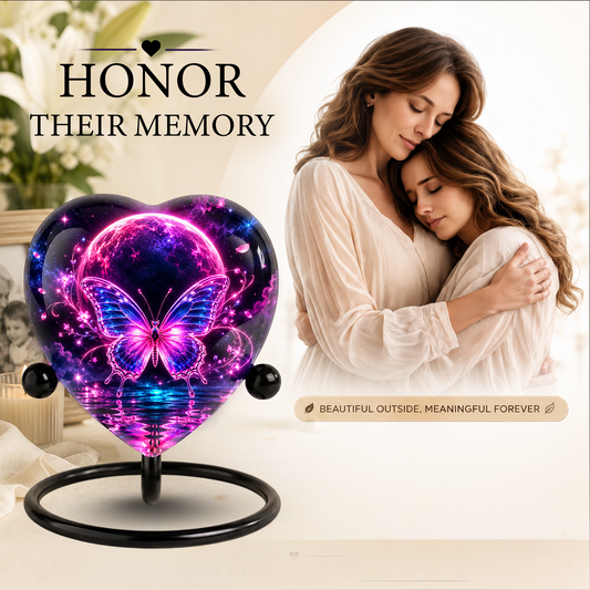 Pink Butterfly Adult Urn for Ashes, Purple and Blue Butterfly Memorial Urn, Celestial Moon Cremation Urn