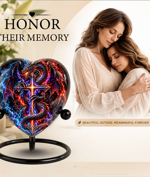 Dragon Cremation Urn for Ashes, Fantasy Dragon Memorial Urn, Cross Urn for Men, Personalized Adult Cremation Urn, Gothic Dragon Urn