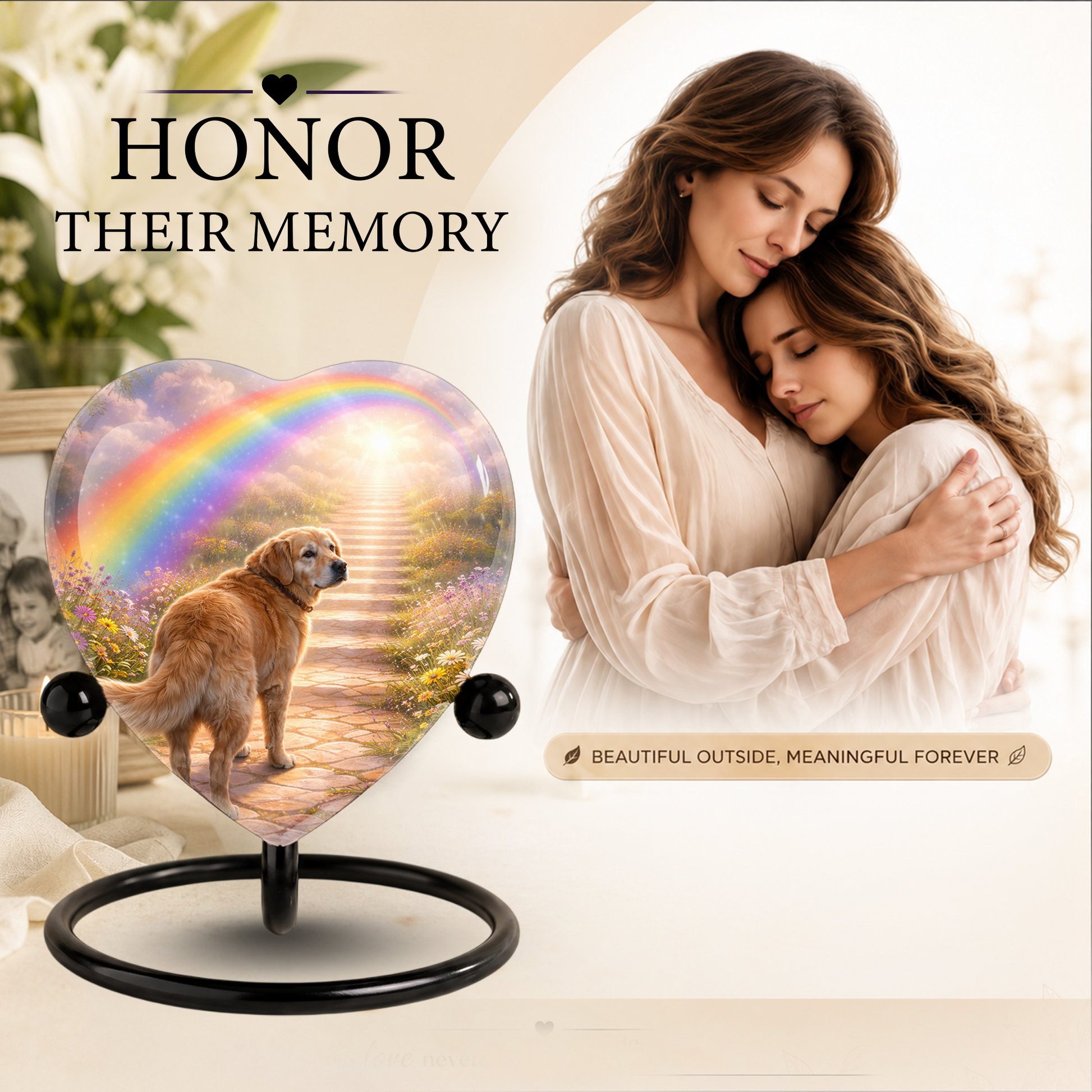 Dog Urn – Personalized Dog Urn Memorial Heart Keepsake, Dog Urns for Ashes & Pet Memorial
