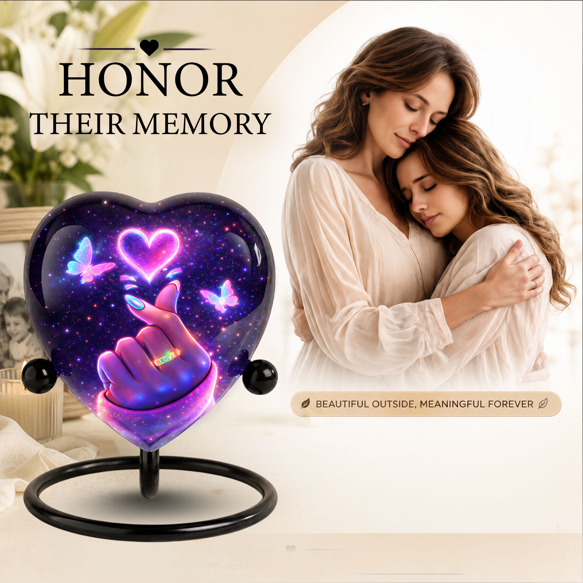 Galaxy Heart Adult Urn for Ashes, Unique Adult Cremation Urn with Love Heart