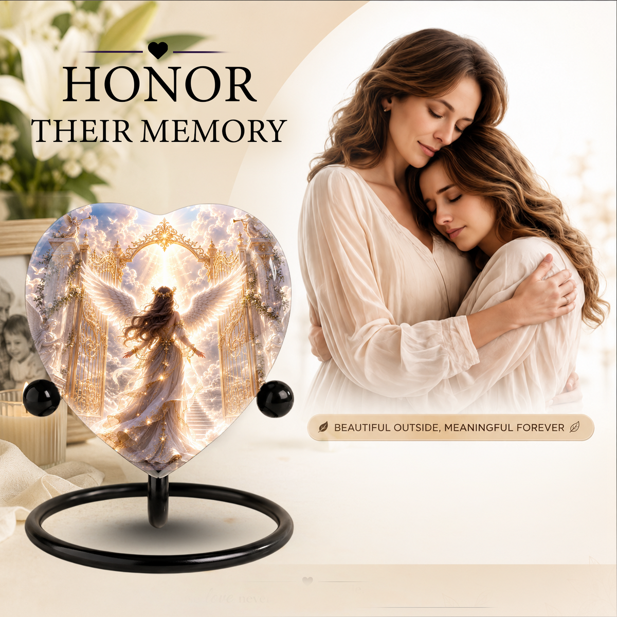 Angel Wing Heaven Urn – Heavenly Angel Wings Cremation Urn, Peaceful Heaven Memorial Urn
