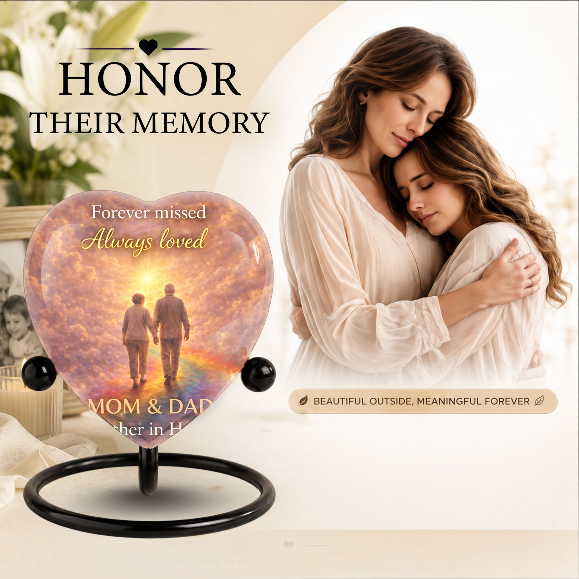Dad and Mom Urn – Memorial Cremation Urn for Mom and Dad, Keepsake Urn for Mother & Father