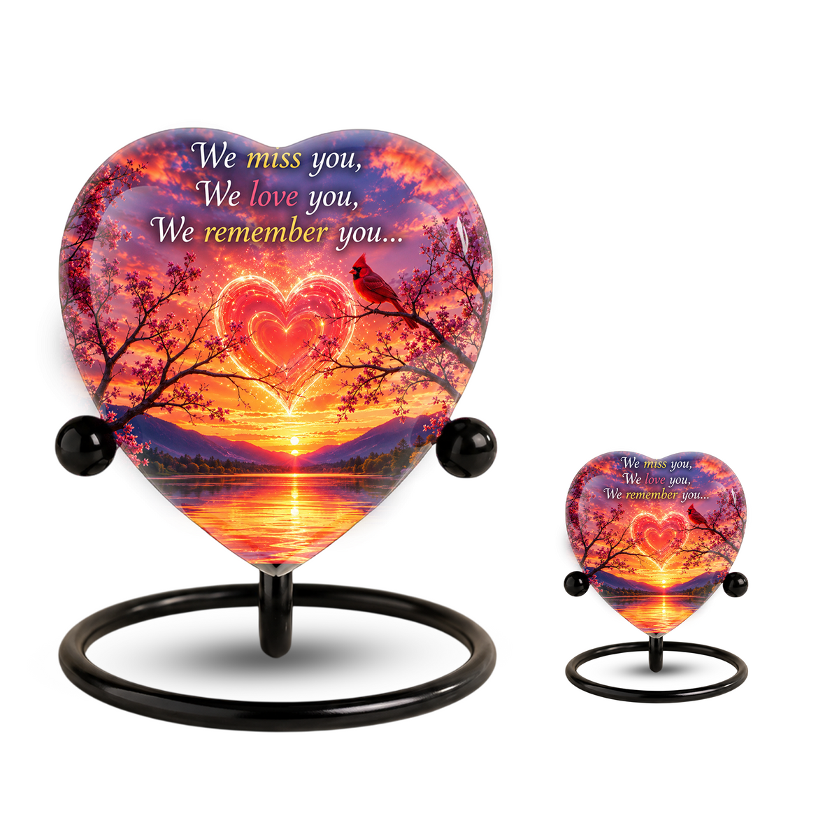 Sunset Heart Memorial Urn – Adult Urn for Ashes, Sunset Cremation Urn, Heart-Shaped Adult Cremation Urn