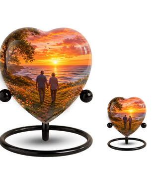 Personalized Sunset Beach Companion Cremation Urn for Mom & Dad