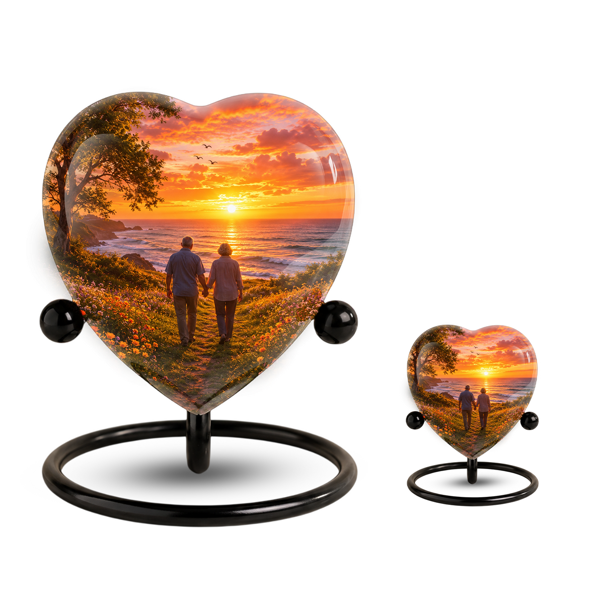 Personalized Sunset Beach Companion Cremation Urn for Mom & Dad