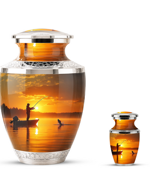 Gone Fishing Memorial Urn for Dad, Personalized Hunting Themed Urn for Human Ashes