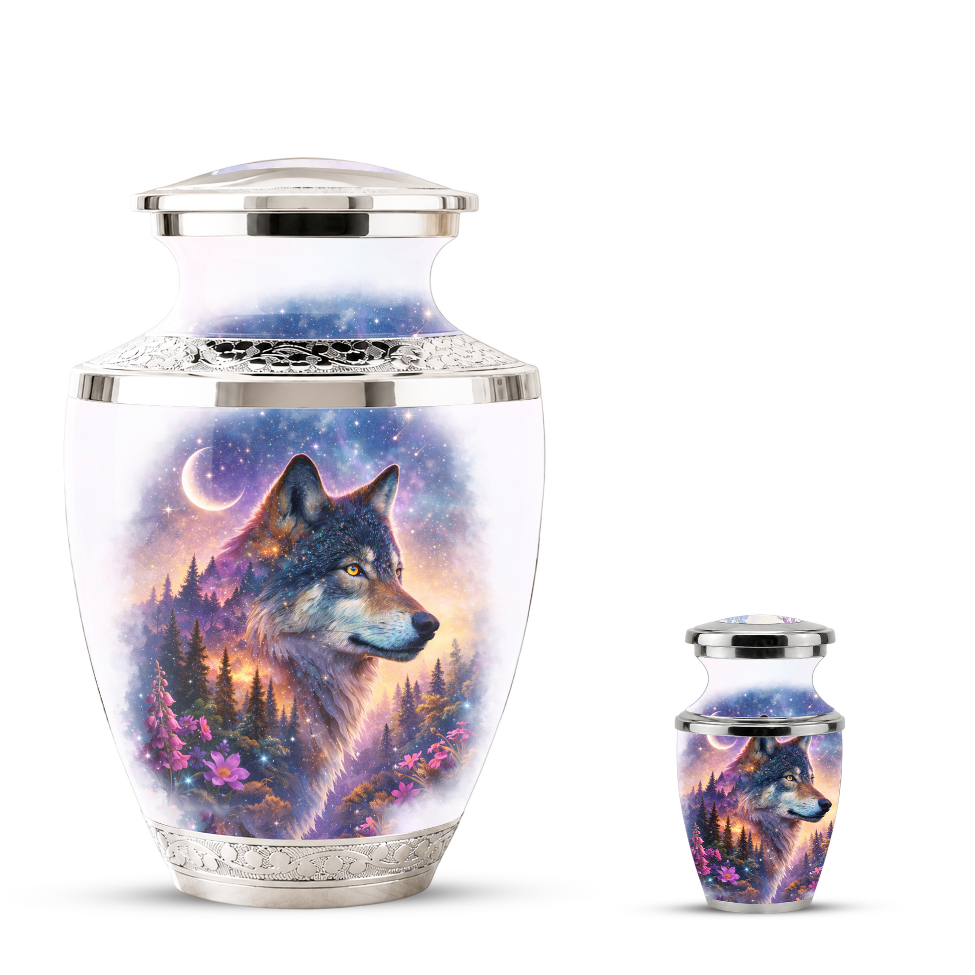 Wolf Cremation Urn for Dad, Wolf Memorial Urn for Men, Personalized Keepsake Ashes Urn