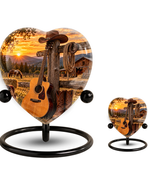 Cowboy Western Cremation Urn for Ashes, Personalized Cowboy Memorial Urn, Country Music Urn