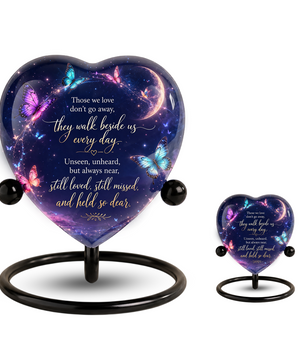 Butterfly Heart Shaped Urn for Ashes – Beautiful Memorial Butterfly Urn for Human Ashes