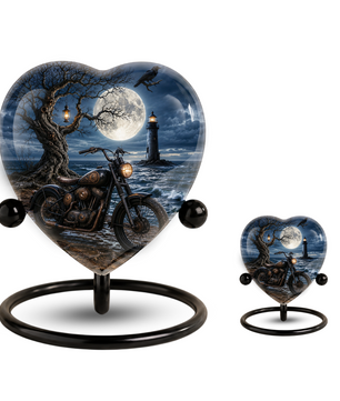 Bike and Lighthouse Cremation Urn for Dad – Personalized Adult Male Urn for Ashes