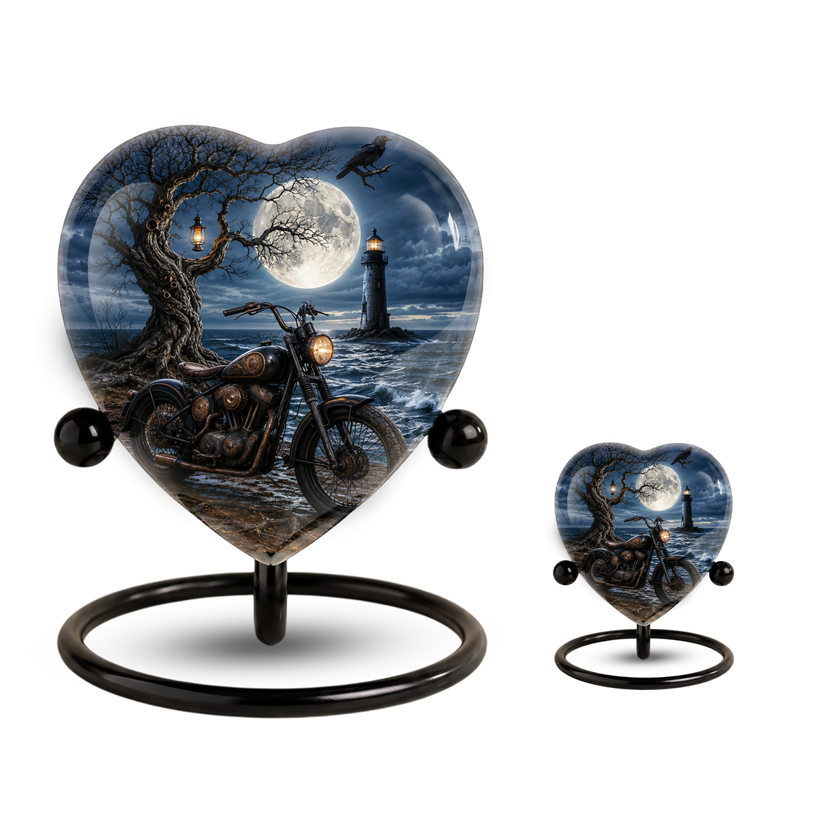 Bike and Lighthouse Cremation Urn for Dad – Personalized Adult Male Urn for Ashes