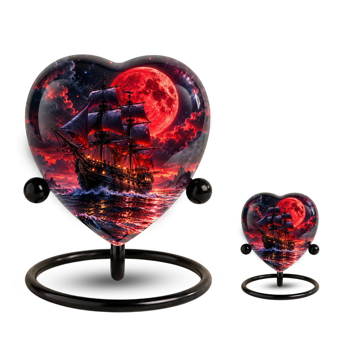 Pirate Ship Adult Cremation Urn for Ashes – Red Moon Nautical Memorial Urn,